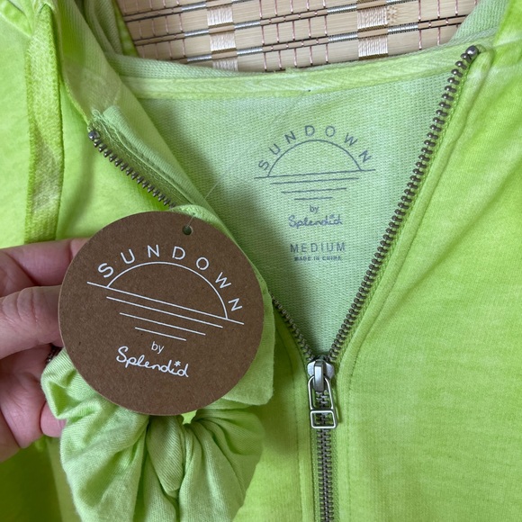 NWT Lime Green Splendid Crop Hoodie - Picture 2 of 10